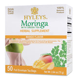 HYLEYS Moringa and Mango Green Tea, 50 Individually Wrapped Tea Bags - Dried Moringa Oleifera Leaves - No Artificial Flavors or Preservatives, Natural