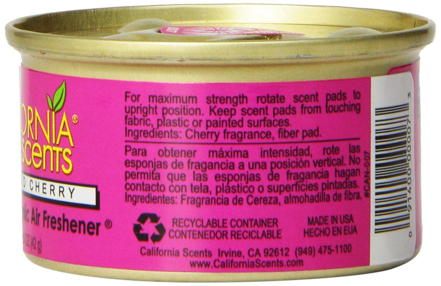 California Scents Spillproof Organic Air Freshener, Coronado Cherry, 1.5 Ounce Canister (Pack of 4)