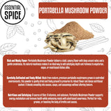 Essential Spice Organic Portabella Mushroom Powder - Earthy, Umami-Rich Flavor - Perfect for Seasoning, Sauces, Soups, Gravies & Blends - Finely