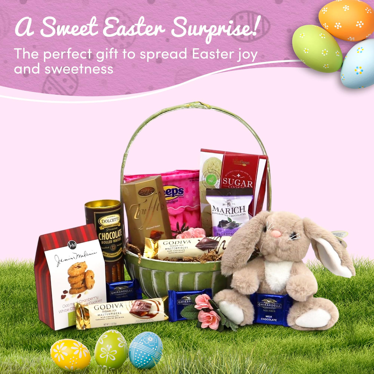 Gift Basket Village Happy Easter Gift Basket, Festive Easter Basket for Kids & Adults, Thoughtful Easter Gift & Care Package, Easter Basket Ideas