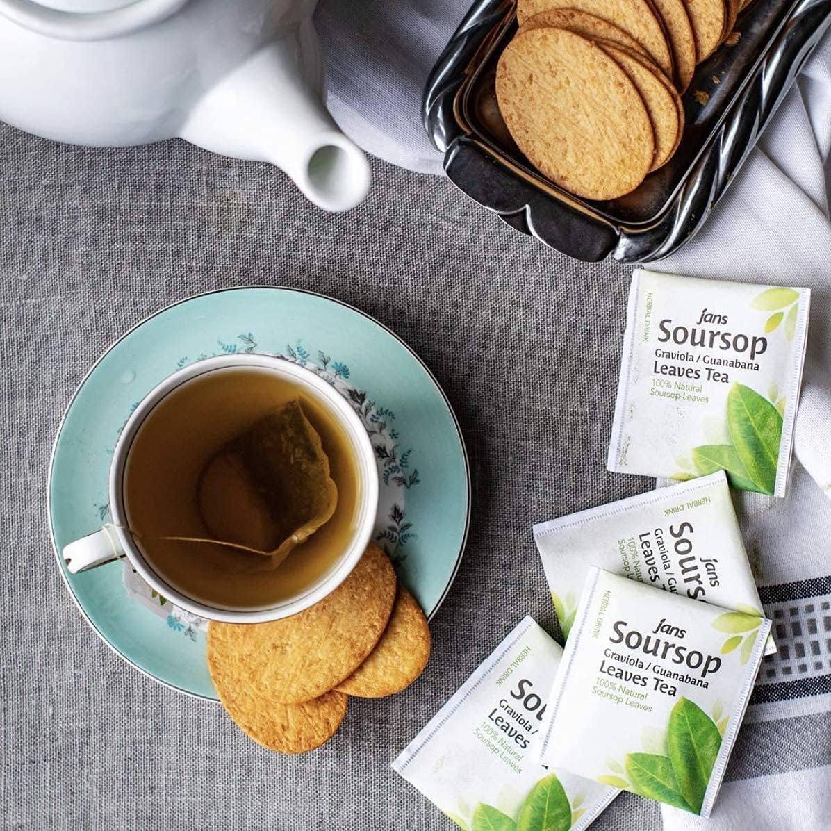 Jans Soursop Tea Bags (25 Count) - Full Strength Herbal Tea from 100% Natural Soursop Leaves - Hoja De Guanabana Graviola Leaf Tea - Caffeine Free