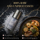 Maris Eclat Blue Salt - Premium Gourmet Mineral Salt - Refillable Glass Grinder with Stainless Steel Top - Naturally Rich in Potassium, Lower in