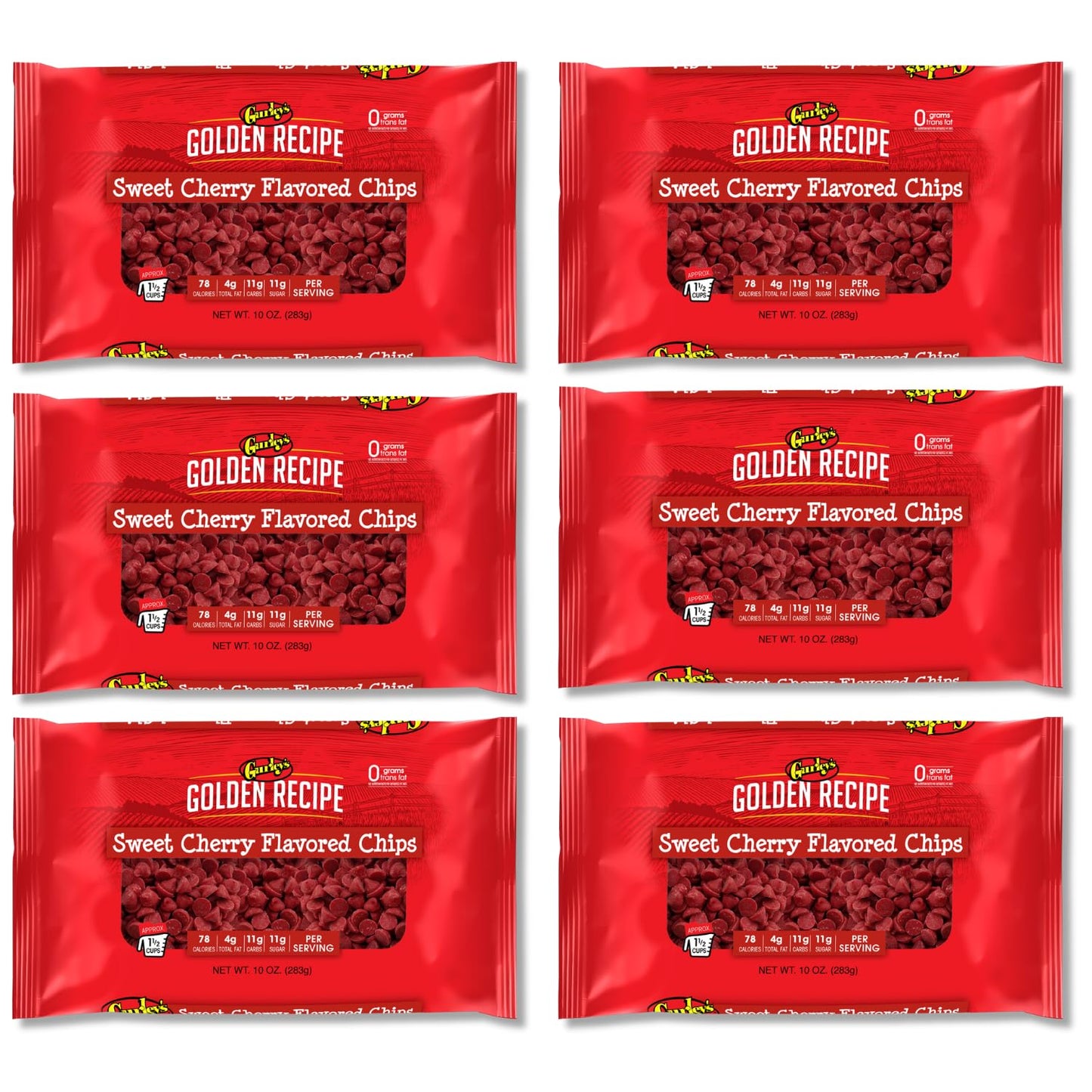 Gurley's Cherry Flavored Baking Chips, Sweet Cherry Chips for Baking, Ideal for Cakes, Cookies, Frosting & Desserts, 10 oz (Pack of 6)