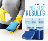 RSLIFE Blue Scrub Sponges Pack of 6 - Dual-Sided Kitchen Sponges for Cleaning - Non Scratch for Dishes, Bathroom, Surfaces - Durable Dishwashing