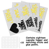18pcs Black Gold Glitter Dessert Cupcake Pick for Straight Outta 1952 Cheer to 74 Years Old Theme Decor Supplies Happy 74th Birthday Party Decoration