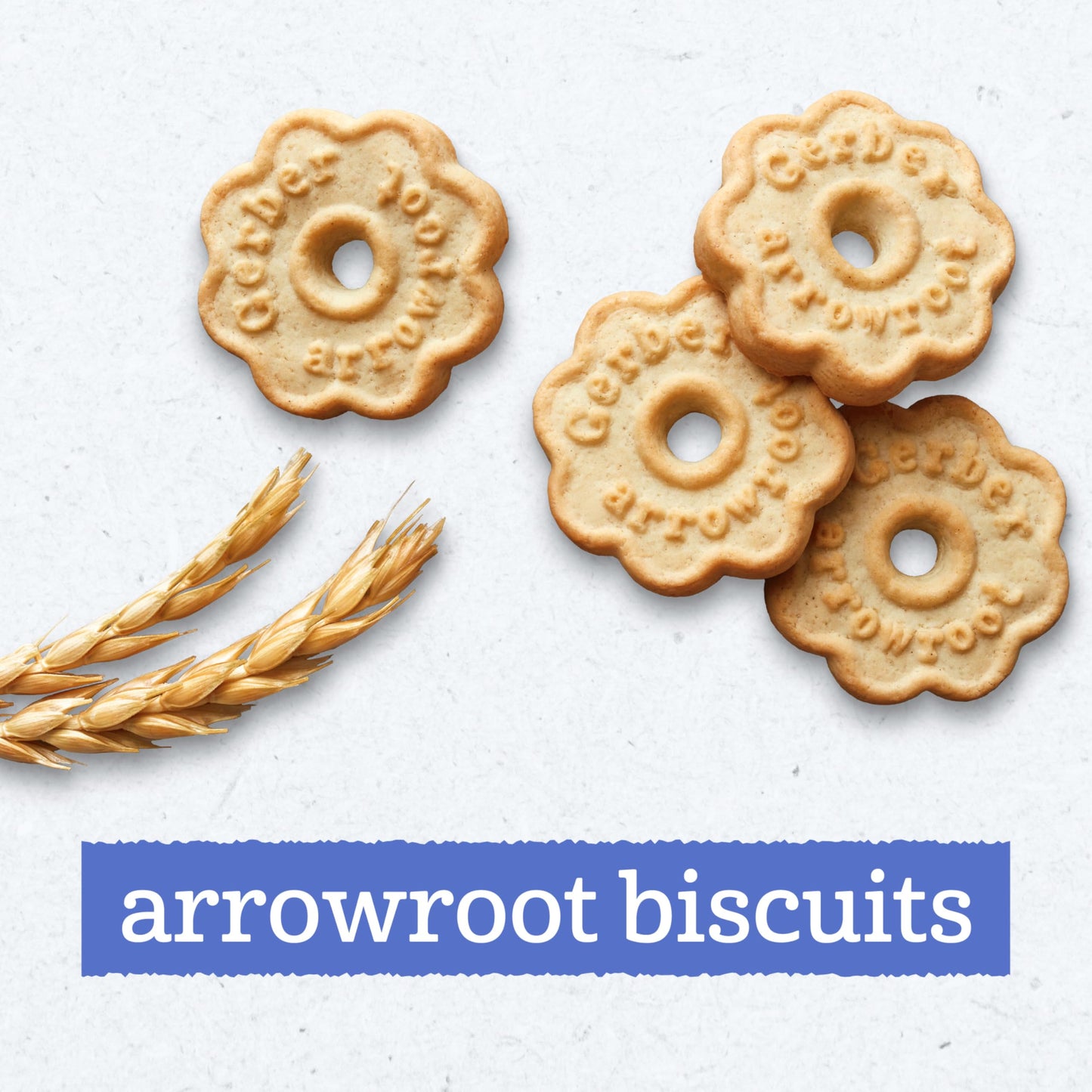 Gerber Arrowroot Biscuits, Snacks for Babies, Arrowroot Cookies, Vitamin E, Finger Foods, 4PK