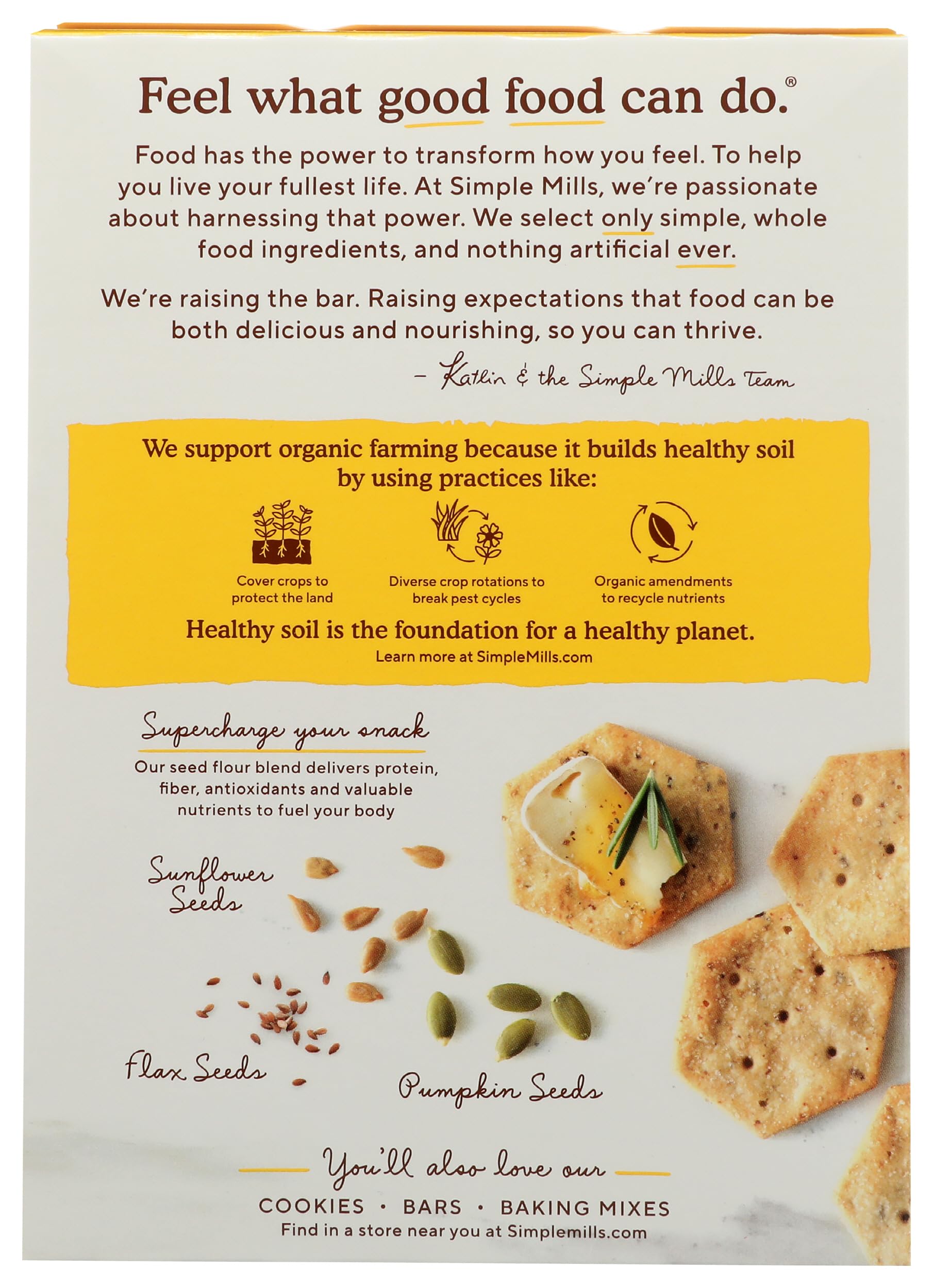 Simple Mills Organic Seed Crackers, Original, Gluten Free, Flax Seed, Sunflower Seeds, Corn Free, Low-Calorie Snacks, Plant Based, Nutrient Dense