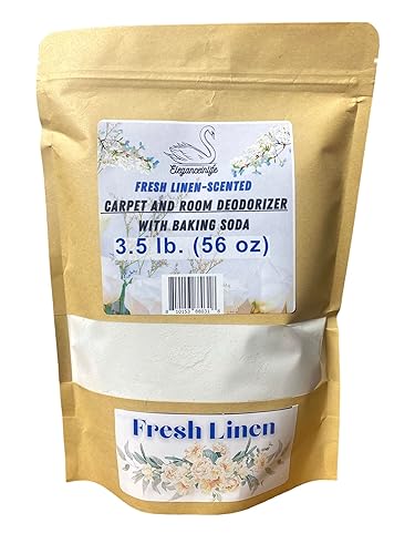 Eleganceinlife Fresh Linen-Scented Carpet and Room Deodorizer with Baking Soda, 3.5 lb. (56 oz)