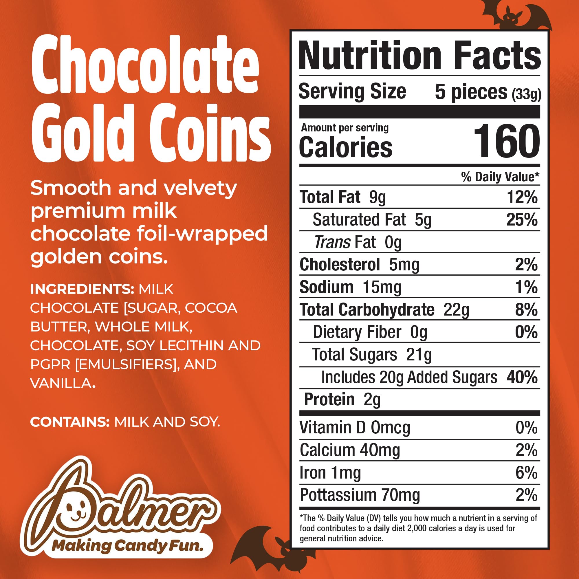 R.M. Palmer Milk Chocolate Gold Coin Half Dollars, Bulk Bag, Fun Sized, Treats, Candy, and Snacks (1 Pound, 12 Mesh Packs)