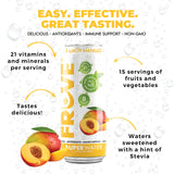 FrUve Super Water | Peach Mango Flavor | 12 16oz Cans | Healthy Drink | Zero Sugar | Low Calorie Drink | Powerful Antioxidants | Boosts Immune System