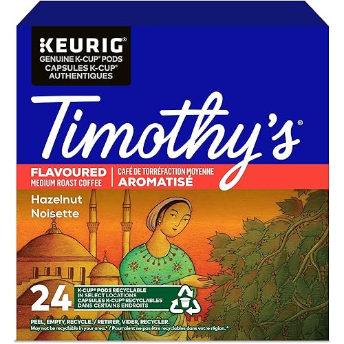 Timothy's World Coffee, Noisette, Hazelnut-Flavored Coffee, K-Cup Portion Pack for Keurig K-Cup Brewers, 24-Count (Pack of 2)
