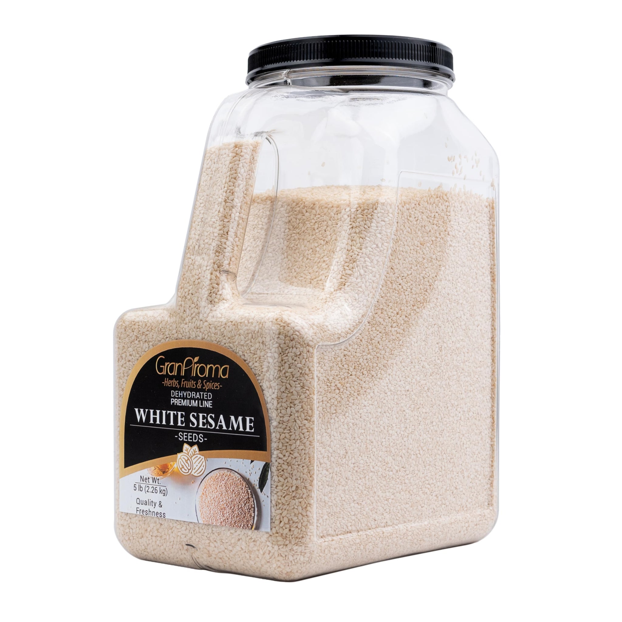 GranAroma White Sesame Seeds, Garnish & Seasoning, Versatile Seeds, Nutty Flavor (5 Pound)