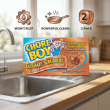 Chore Boy Heavy Duty Copper Scrubber for Pots and Pans 2 pk - Dish Scrub Pad & Cast Iron Cleaner - Scouring Pads - Steel Wool Alternative - 6 Pack