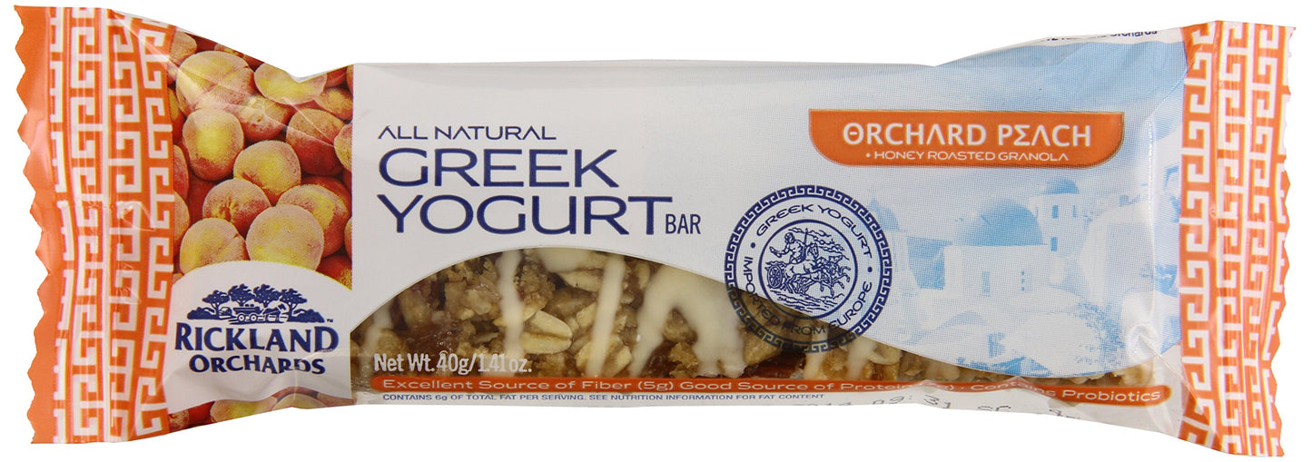 Rickland Orchards Greek Yogurt Covered Granola Bar, Orchard Peach, 1.4 Ounce (Pack of 12)