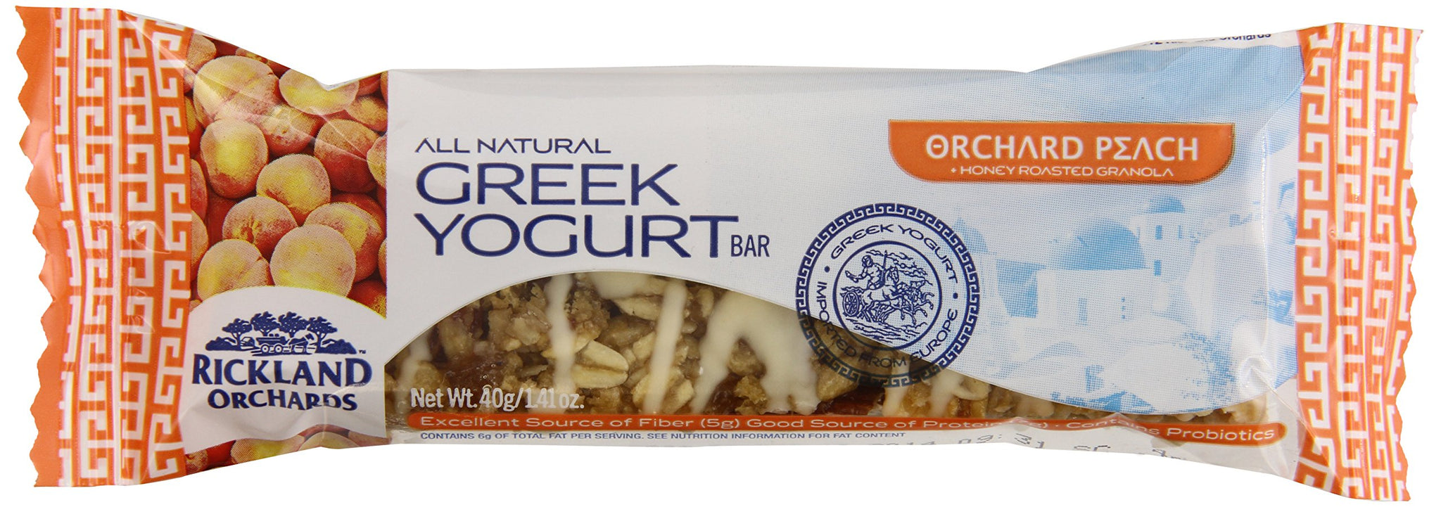 Rickland Orchards Greek Yogurt Covered Granola Bar, Orchard Peach, 1.4 Ounce (Pack of 12)