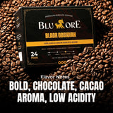 Blu Ore Black Obsidian K Cup Coffee Pods - High Caffeine Vietnamese Robusta Coffee Pods, Compatible with most K-Cup brewers, Bold Chocolate & Cacao