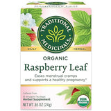 Traditional Medicinals Organic Raspberry Leaf Herbal Tea, Eases Menstrual Cramps & Supports Healthy Pregnancy, (Pack of 1) - 16 Tea Bags