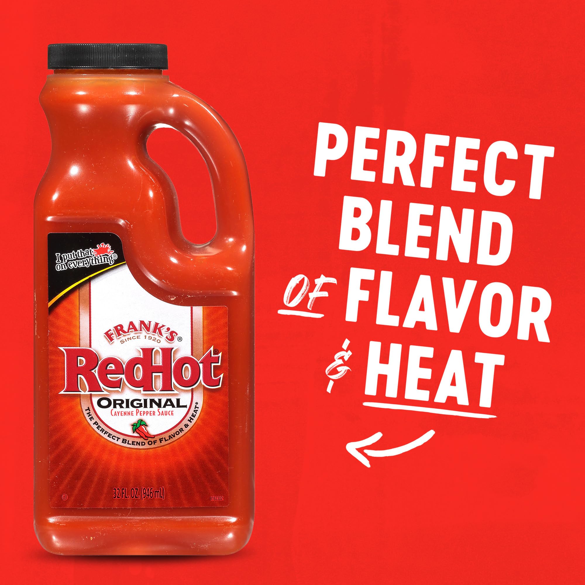 Frank's RedHot Hot Sauce, Original, Made with Cayenne Peppers, Ready-To-Use, Shake or Pour Over Chicken Wings, Sandwiches, Pizza, and More