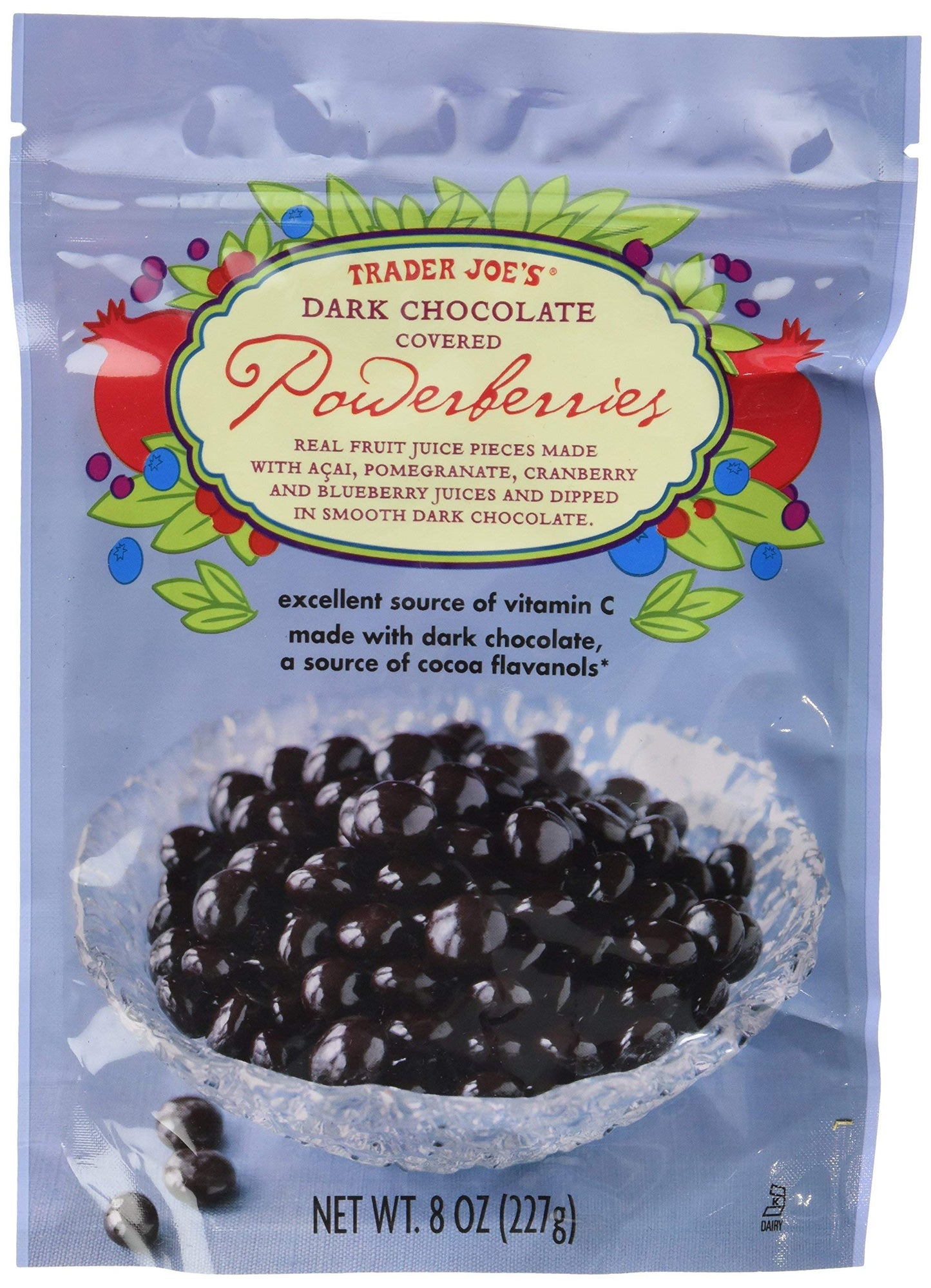 Trader Joe's Dark Chocolate Covered Powerberries...8 Oz. Bag - PACK OF 2
