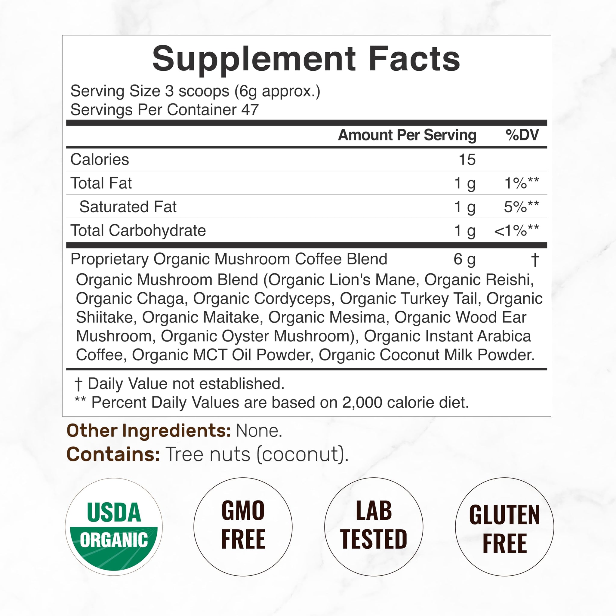 Organic Mushroom Coffee, 10oz - 10 Adaptogenic Mushrooms with Arabica Coffee + MCT Oil for Smooth Flavor - Turkey Tail, Lions Mane, Cordyceps, Chaga