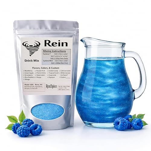 RoxiSpice Rein Drink Mix Packets (Blue Raspberry) - Natural Water Flavoring Packets for Mocktails, Cocktails, Lemonade & Party Drinks, (2 x 330g Bag)