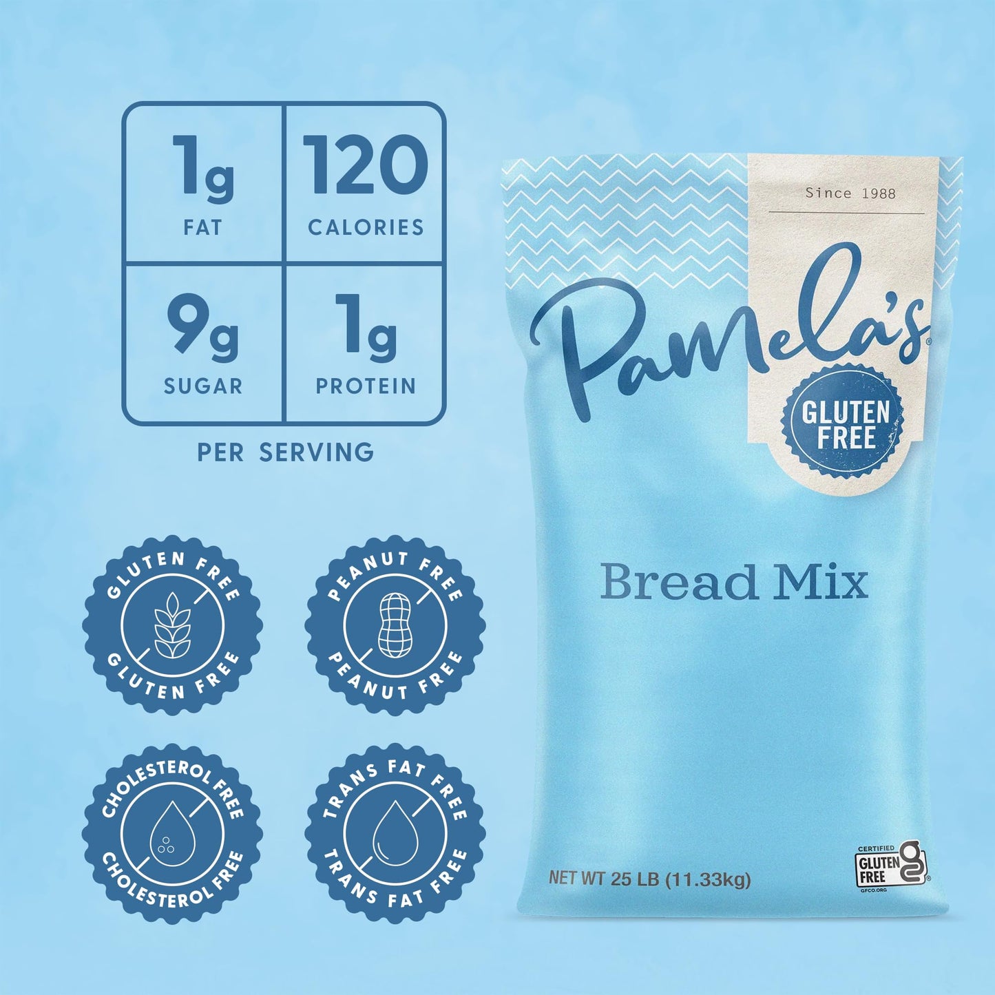 Pamela's Gluten Free Bread Mix, Multi-Purpose, Dairy Free, Whole Grain, Foodservice Size, 25-Pound Bag (Pack of 1)