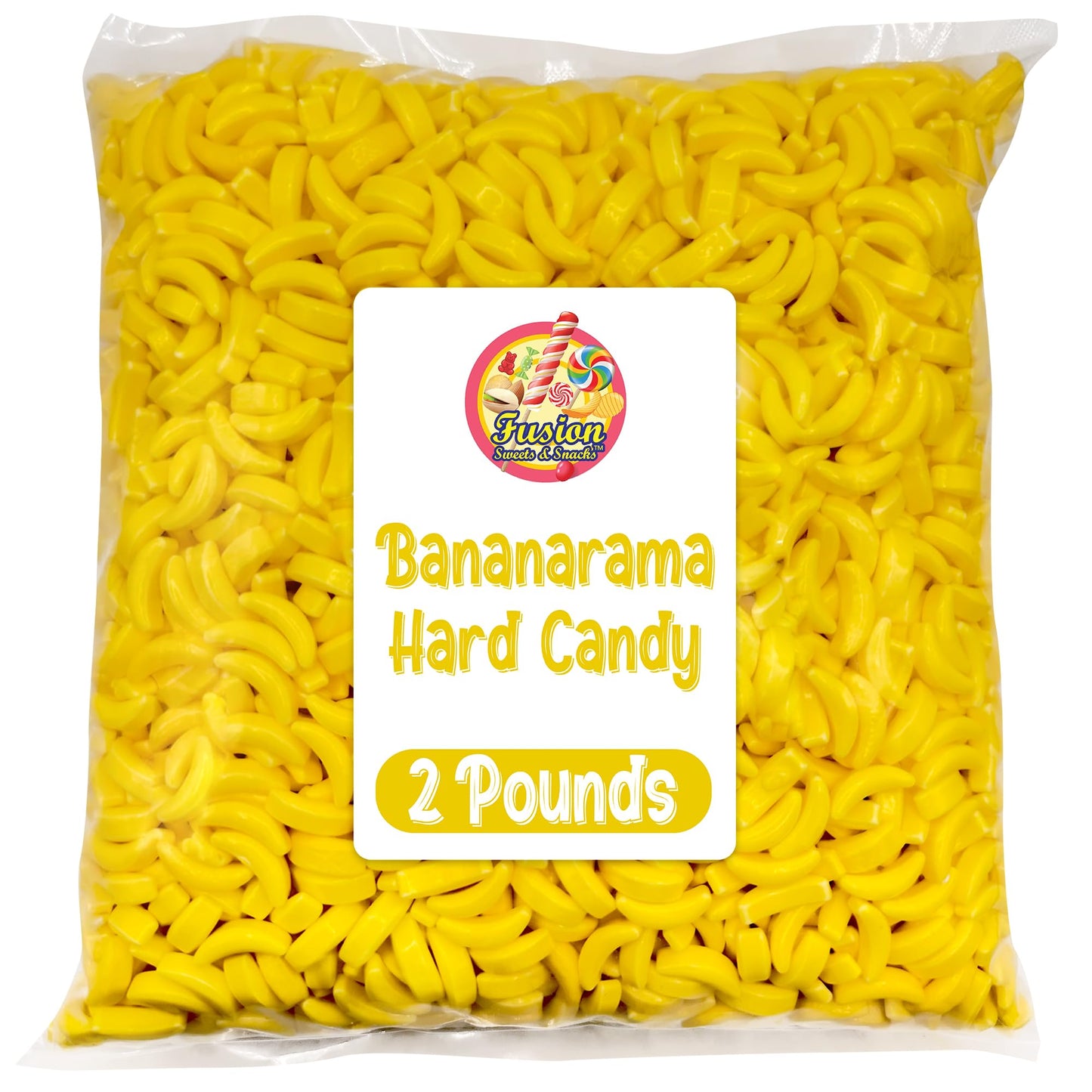 Bananarama Banana Candy - 2 LB Bulk Banana Flavored Hard Candy - Yellow Banana Candies - Candy Bananas for Gumball Machine Refills, Buffets, Party
