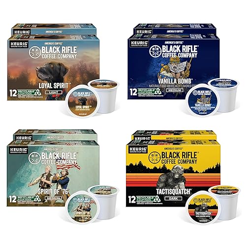 Black Rifle Coffee Flavored Variety 96 Pods - Loyal Spirit (Light Roast), Vanilla Bomb & Spirit of 76' (Medium Roast), and Tactisquatch (Dark Roast)