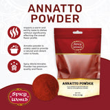 Spicy World Annatto Powder 4 Ounce Bag (113g) - Premium Ground Annatto Seed and Achiote Powder for Vibrant Dishes - Latin American Flavors