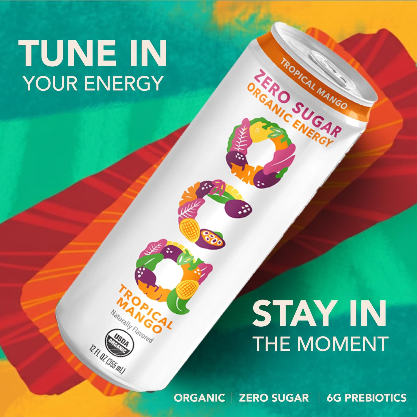 OCA ZERO 3-Flavor Variety Pack (Berry Acai, Tropical Mango, Strawberry Watermelon), Organic energy drink, zero sugar, gluten-free, vegan plant-based