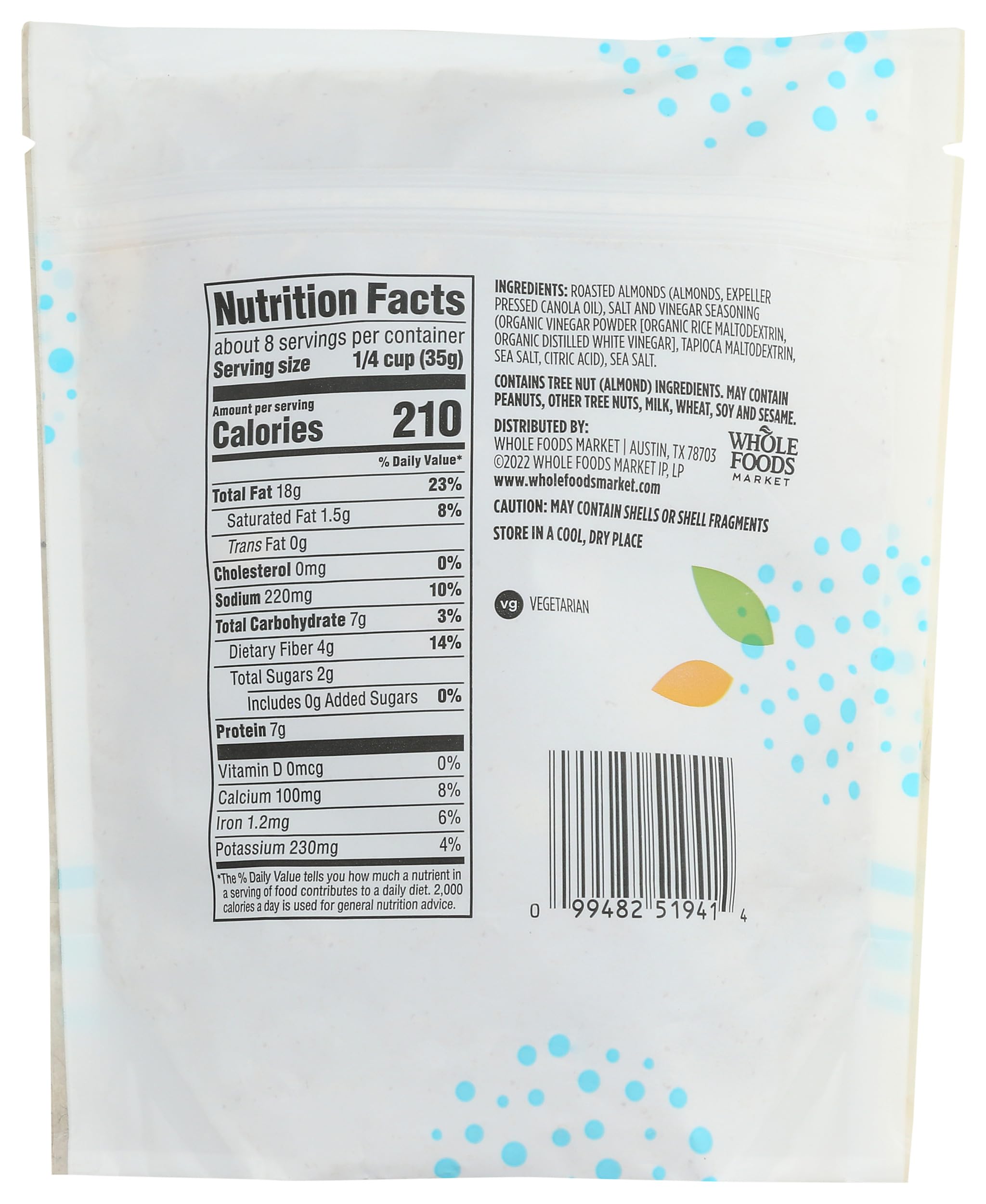 365 by Whole Foods Market, Almond Seasoned Sea Salt & Vinegar, 10 Ounce