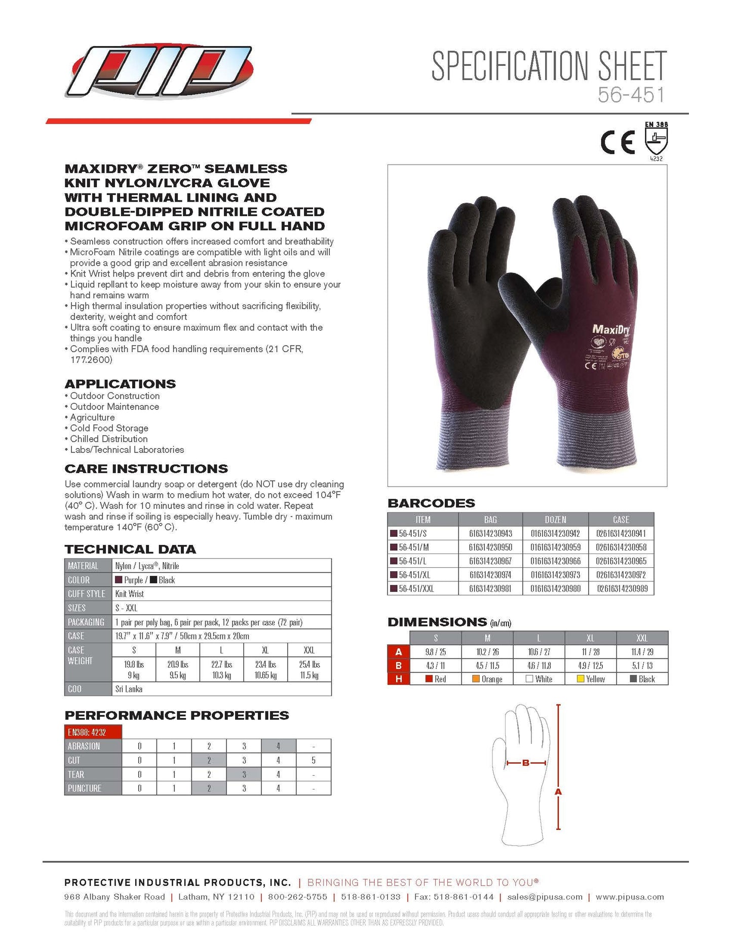 MaxiDry Zero 56-451 Cold Condition Work Glove with Thermal Lining and Full Double-Dipped Nitrile Coating (3, Medium)