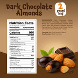 Dark Chocolate Almonds - 2 Pound Bulk Pack - Whole Dry Roasted Dark Chocolate Covered Almonds - Candy for Office, Buffets, Snacking & Gifting