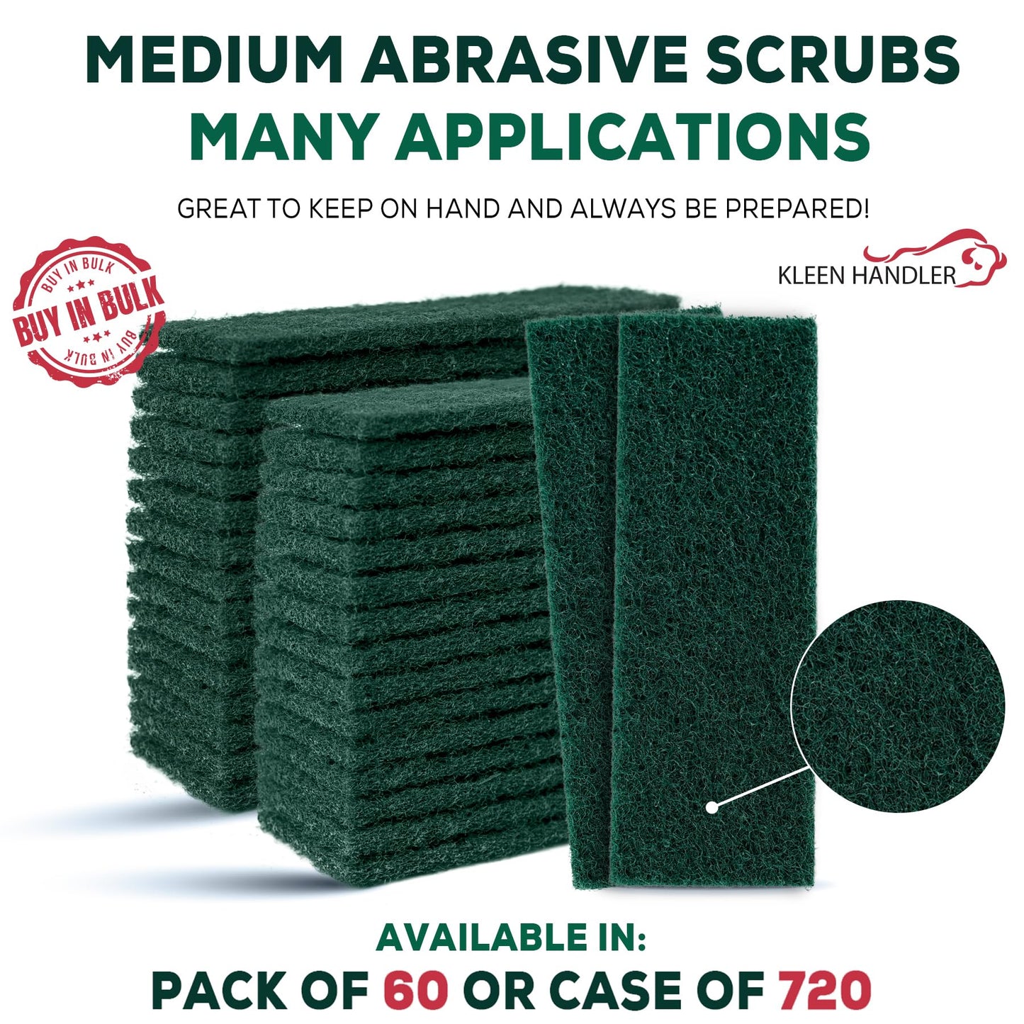 Kleen Handler 60 Pcs Slicer EZ Scrub Pad - Electric Blade Cleaning Tool, Deli Slicing Machine Cleaner, Clean Mandolin Slicer Safely, Small Scrub Pads