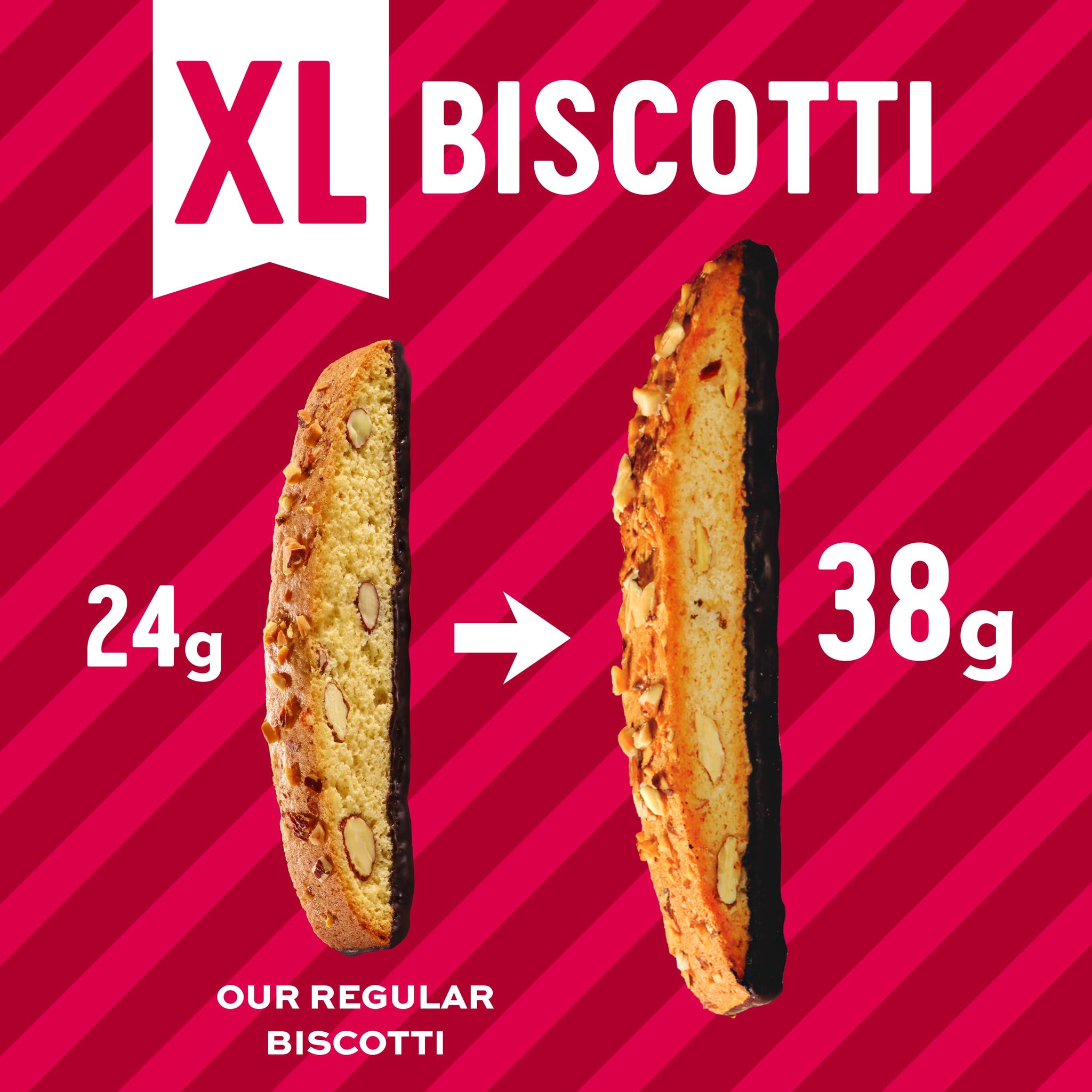 Nonni's XL Biscotti Dark Chocolate with Almond Cookies, Individually Wrapped Italian Coffee Snacks, 25 Cookies, 33.25 oz. Large Carton (Pack of 1)