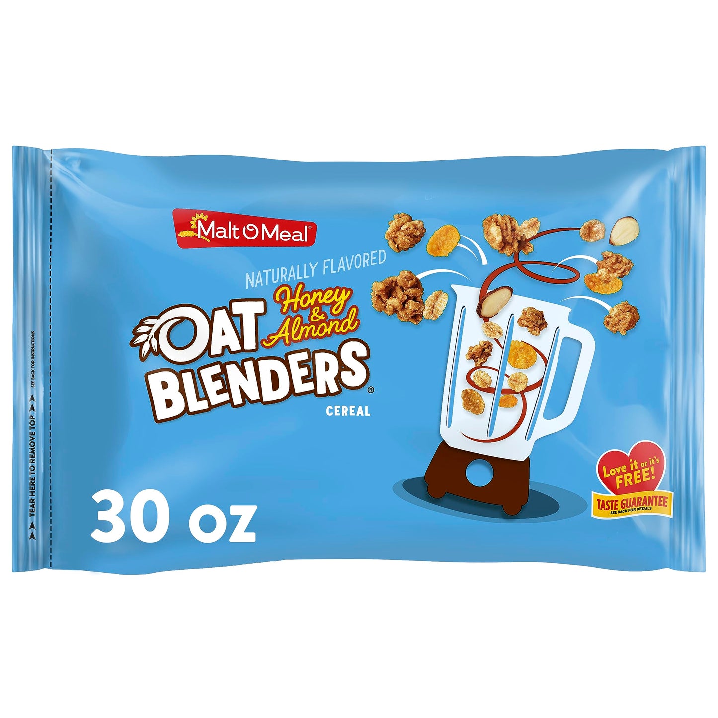 Malt-O-Meal Honey and Oat Blenders with Almonds Breakfast Cereal, Family Size Bulk, 30 oz Bag