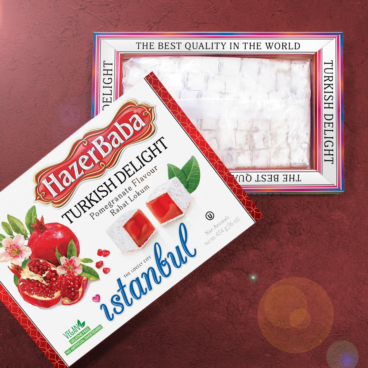 HazerBaba Turkish Delight Candy Pomegranate, 16 Oz (Pack of 1), Dulces