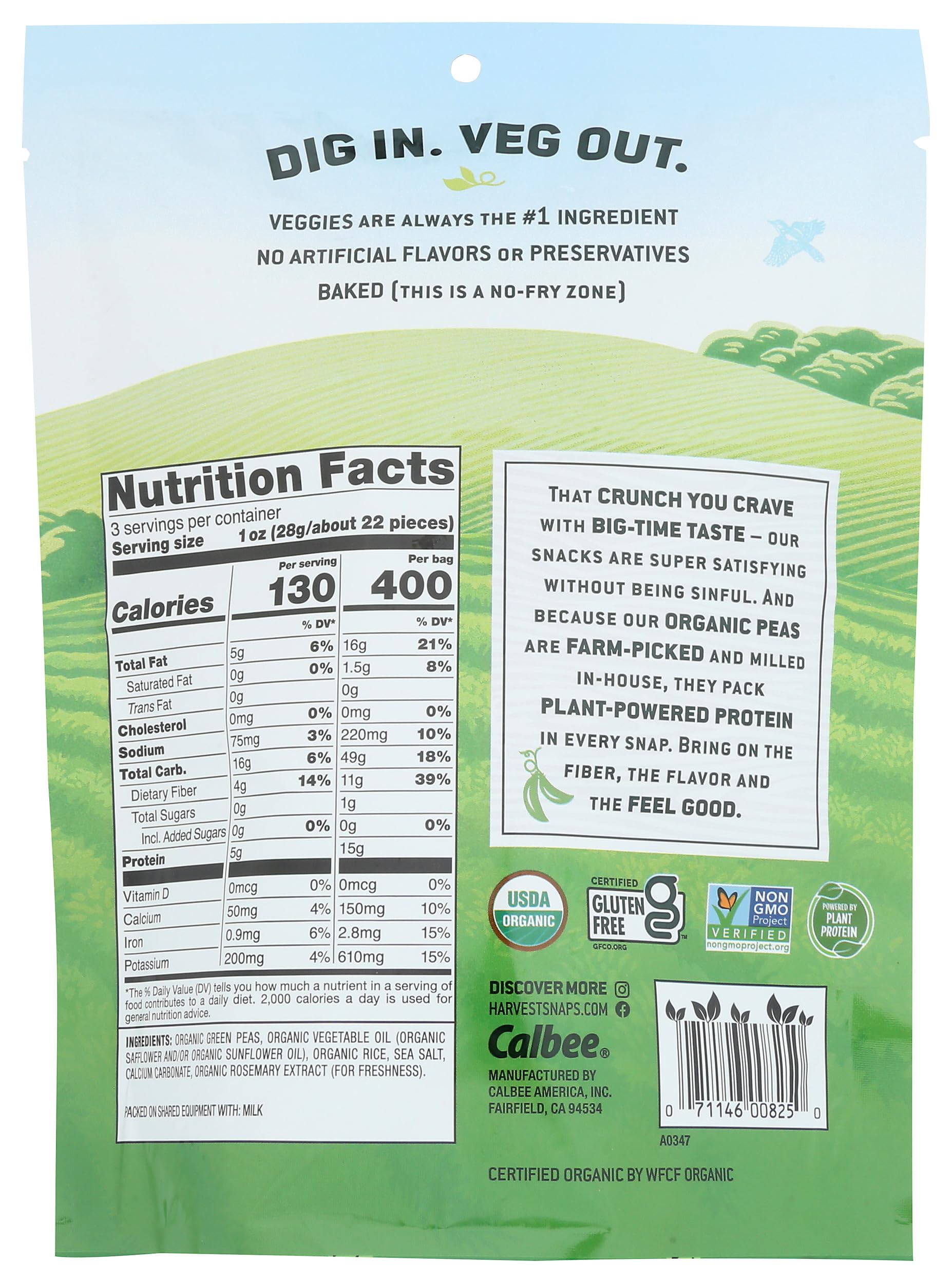 Calbee, Crisp Snapea Sea Salt Organic, 3 Ounce