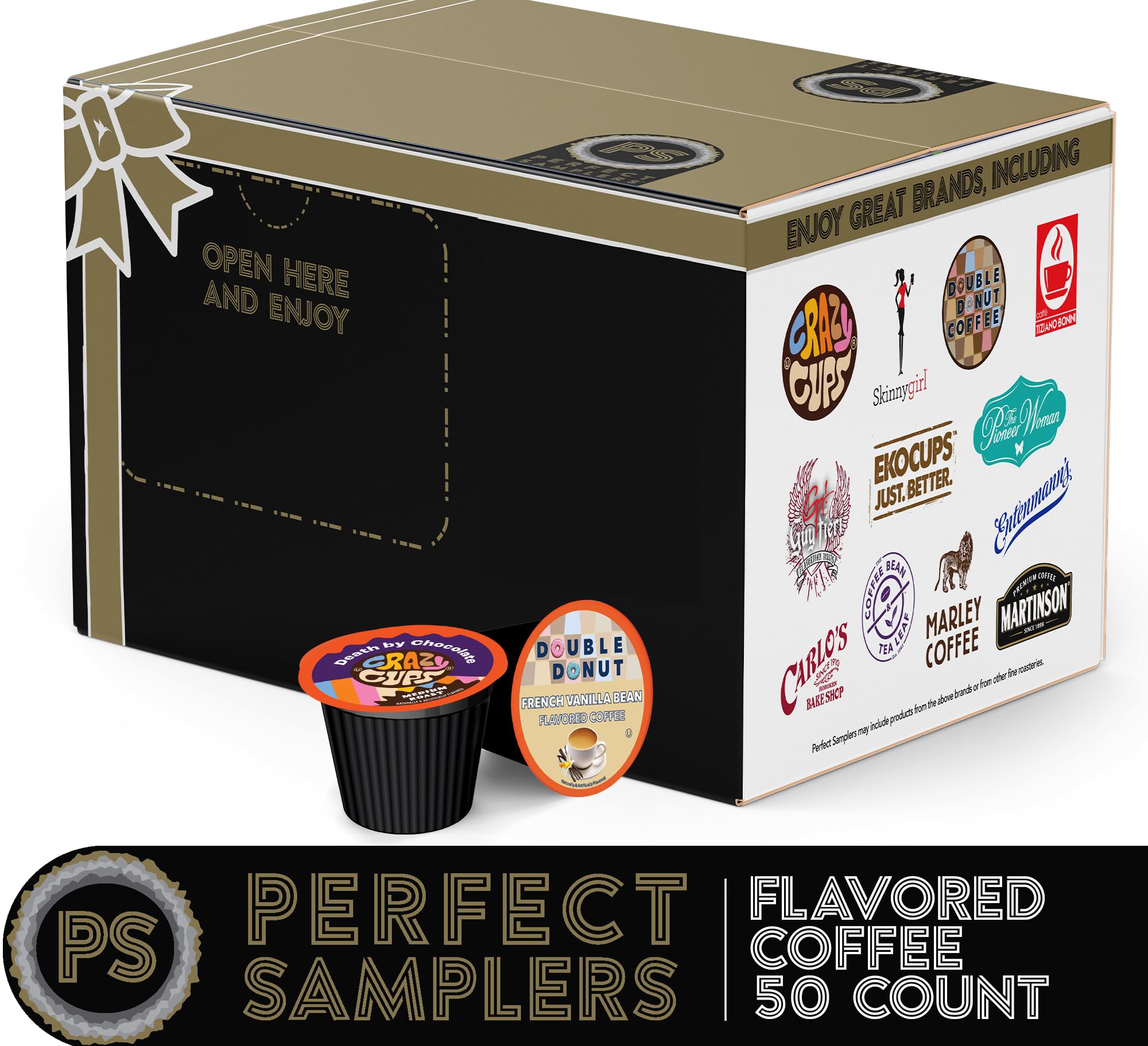 Perfect Samplers Flavored Single Serve Cups For Keurig K cup Brewers, Variety Pack Sampler (Flavored Lovers, 50)