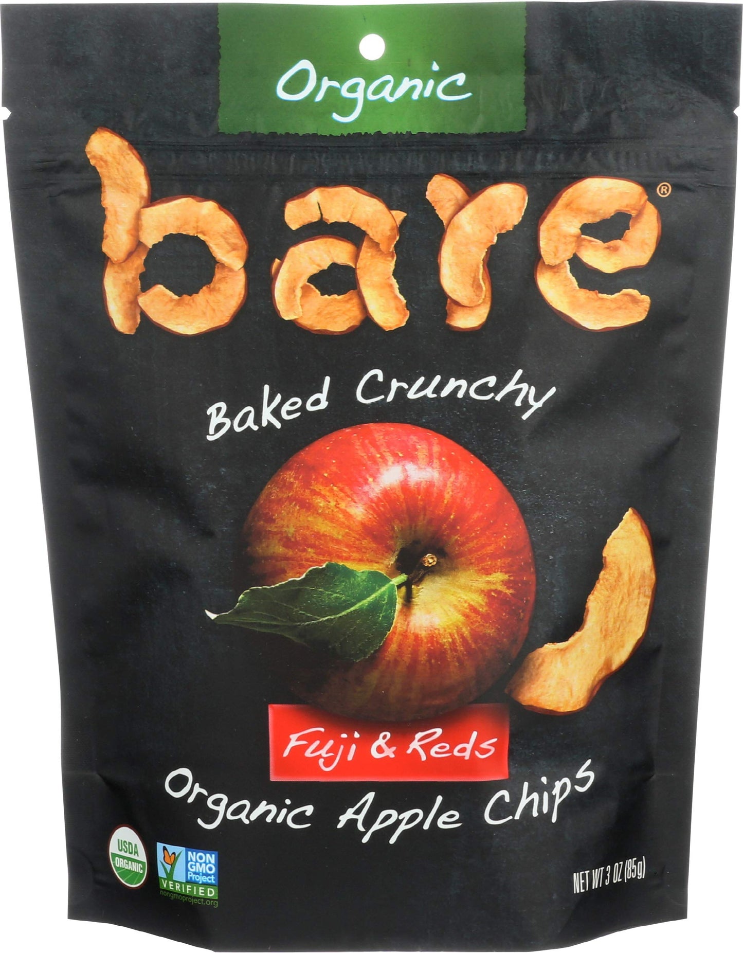 Organic Baked Fuji & Reds Apple Chips Bare Fruit 3 oz Bag