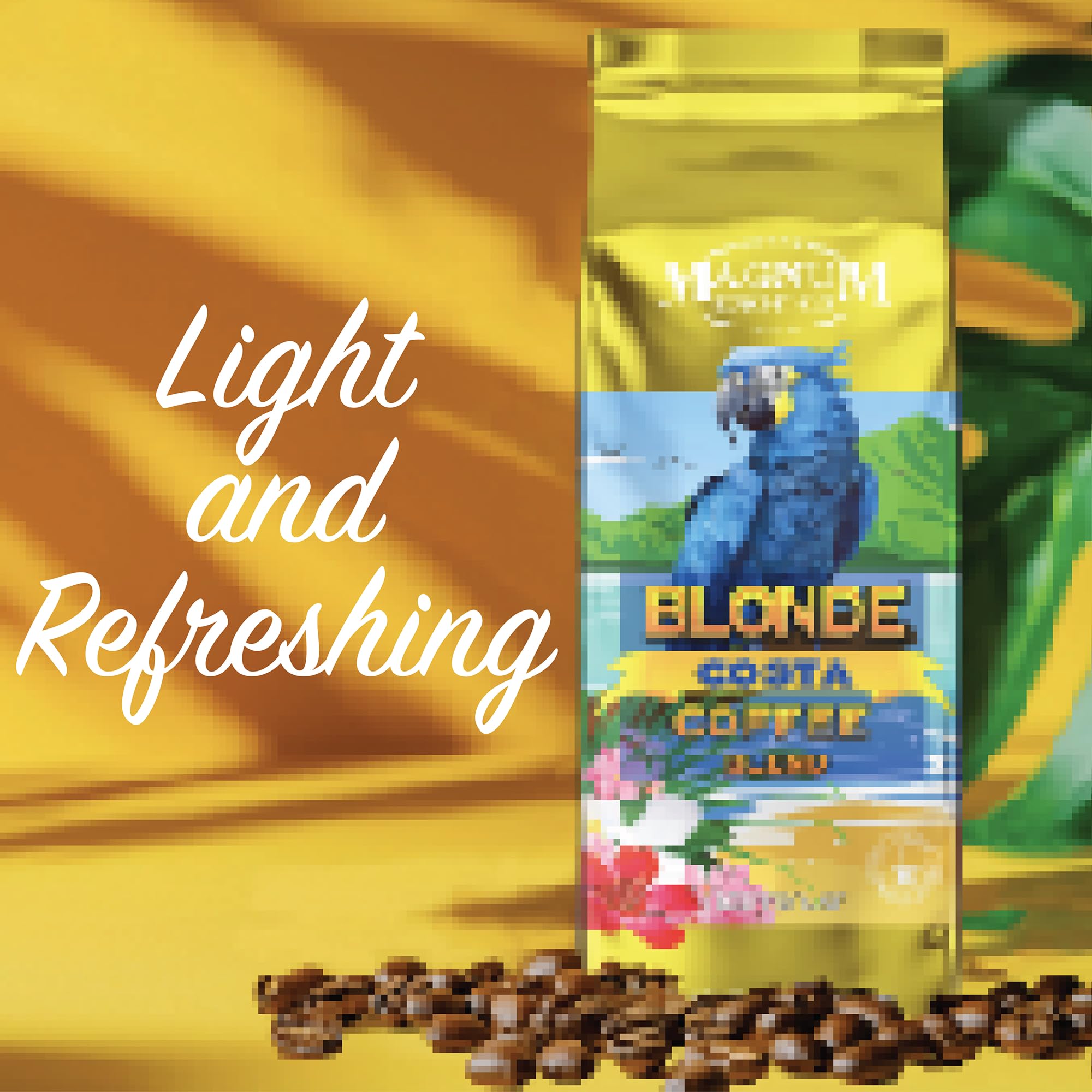 Magnum Exotics Coffee Blonde Costa Blend - Light Roast, Whole Bean Coffee, Made from 100% Arabica Beans, Rich & Smooth Flavor, Fresh Roast - 12 Oz Bag
