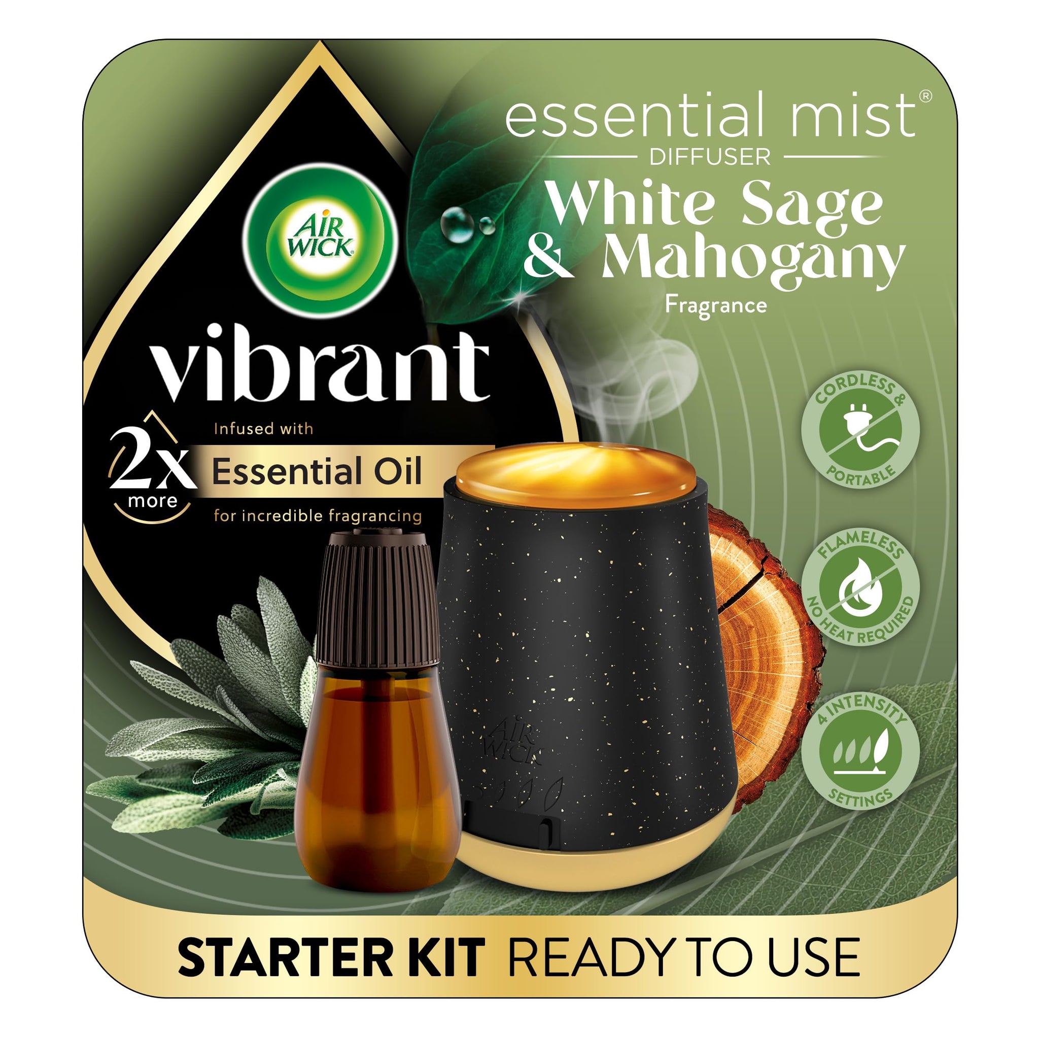 AIR WICK® Essential Mist - Vibrant Starter Kit White Sage & Mahogany 3/1 ct.