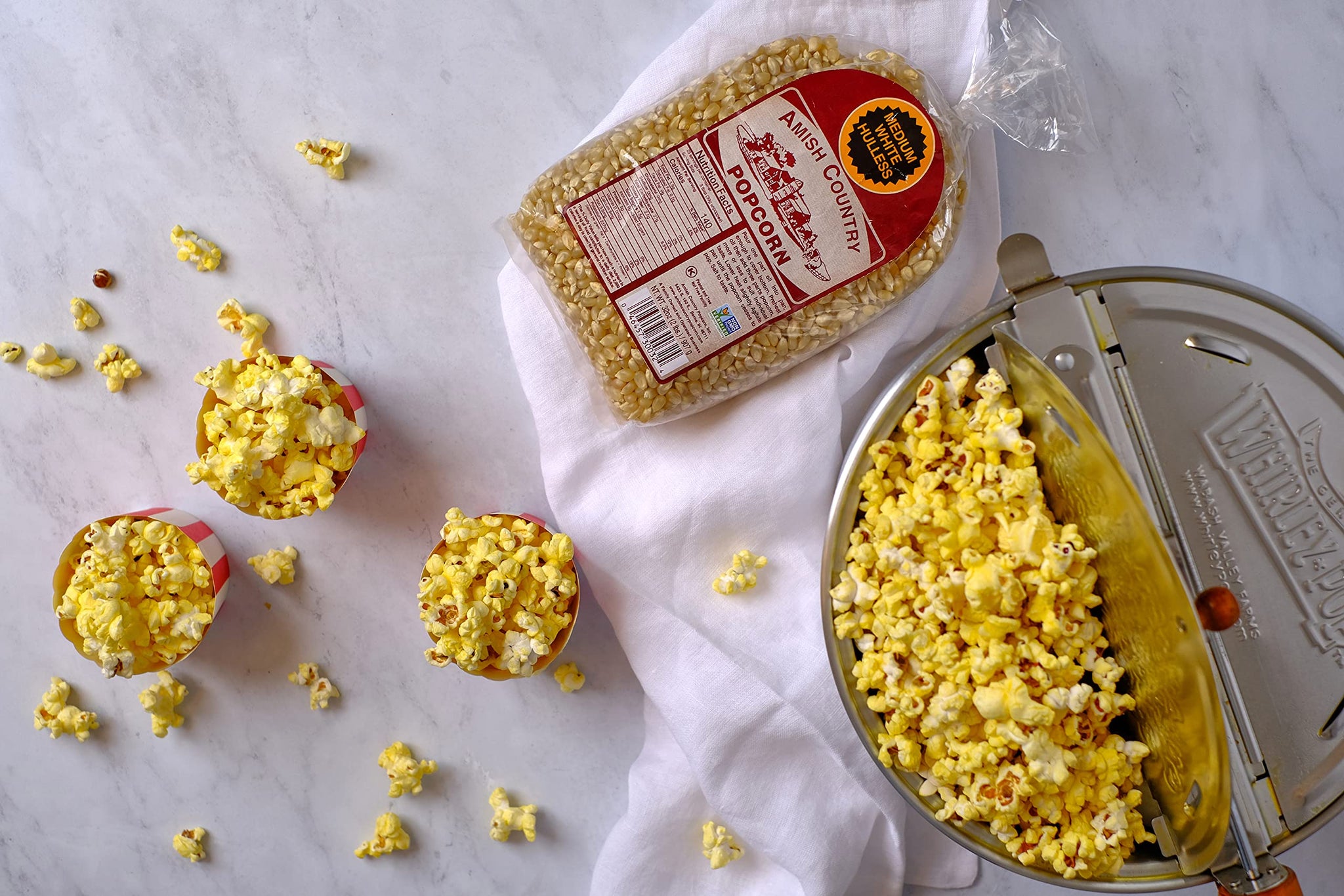 Amish Country Popcorn | 2 Lb Medium White Popcorn | Old Fashioned, Non-GMO and Gluten Free (2lb Bags)