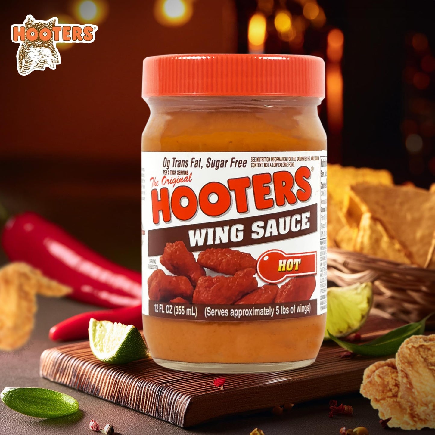The Original Hooters Hot Wing Sauce - Ideal for Chicken Wings Dipping, Grilling, Seafood, Ribs, Shrimp, Spicy Hot Sauce, Balanced Restaurant Flavor