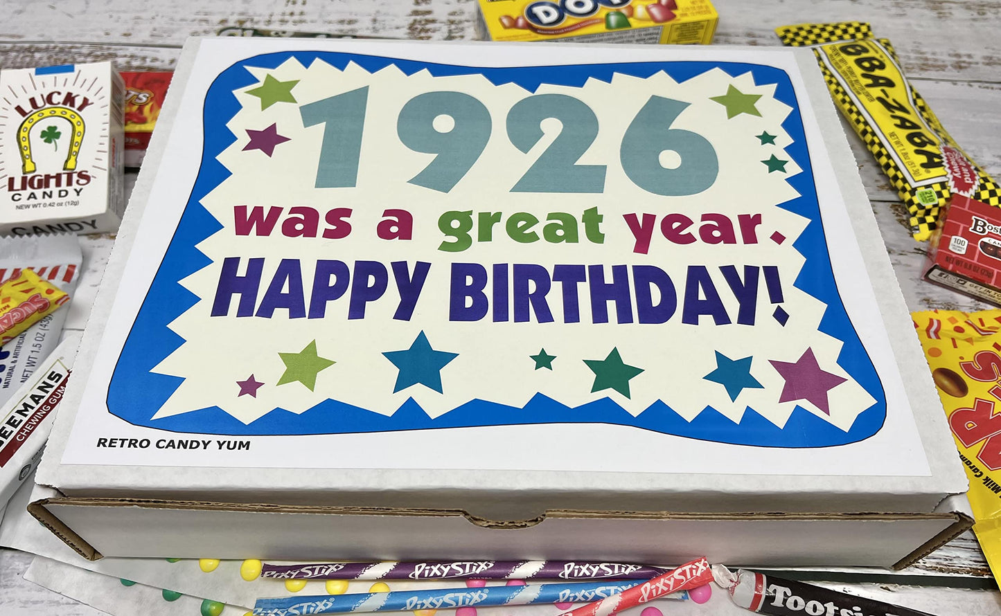 RETRO CANDY YUM ~ 1926 100th Birthday Gift Box Retro Nostalgic Candy Mix for 100 Year Old Man or Woman Born 1926