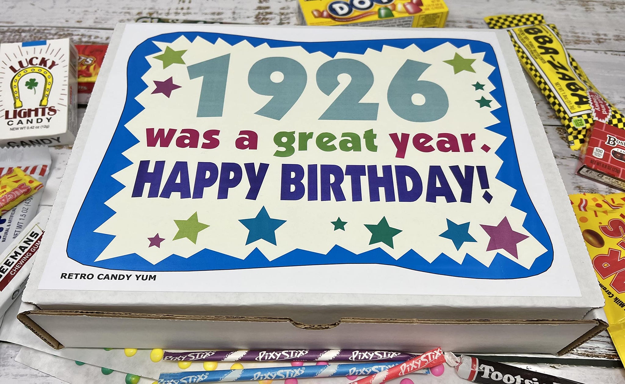 RETRO CANDY YUM ~ 1926 100th Birthday Gift Box Retro Nostalgic Candy Mix for 100 Year Old Man or Woman Born 1926