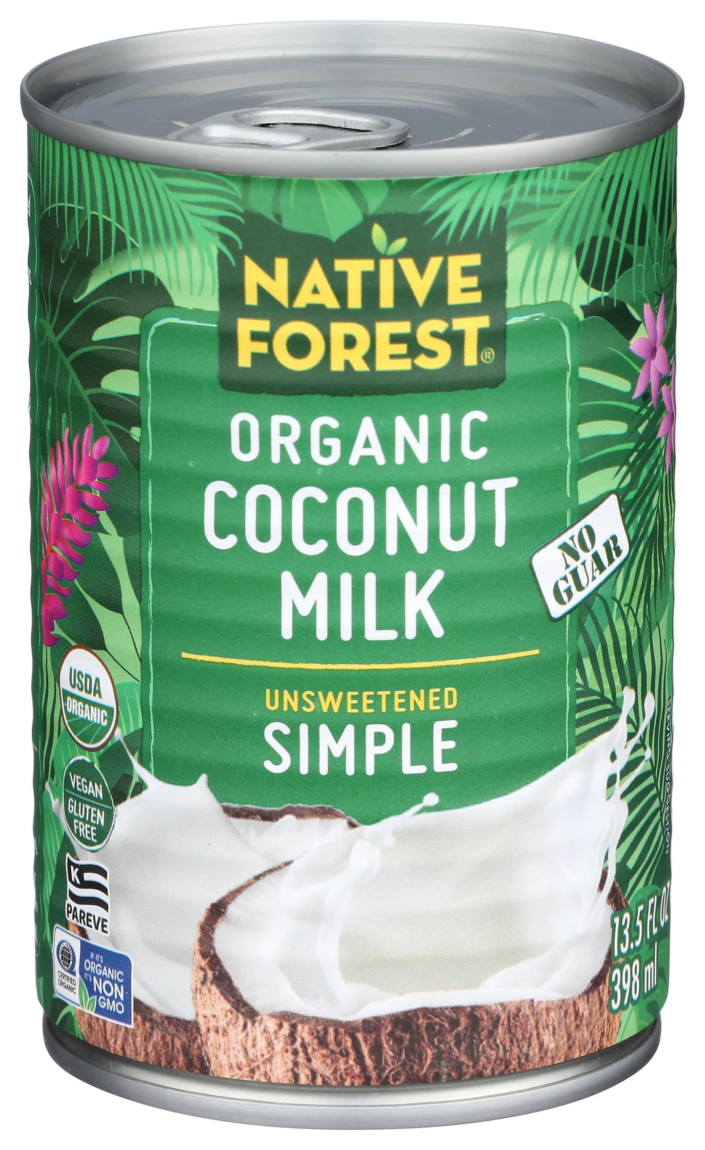 Native Forest Organic Coconut Milk Unsweetened - Unsweetened Coconut Milk Canned & Organic, Simple, Vegan, Gluten Free, Non-GMO, No Guar - 13.5 Fl Oz (Pack of 1)