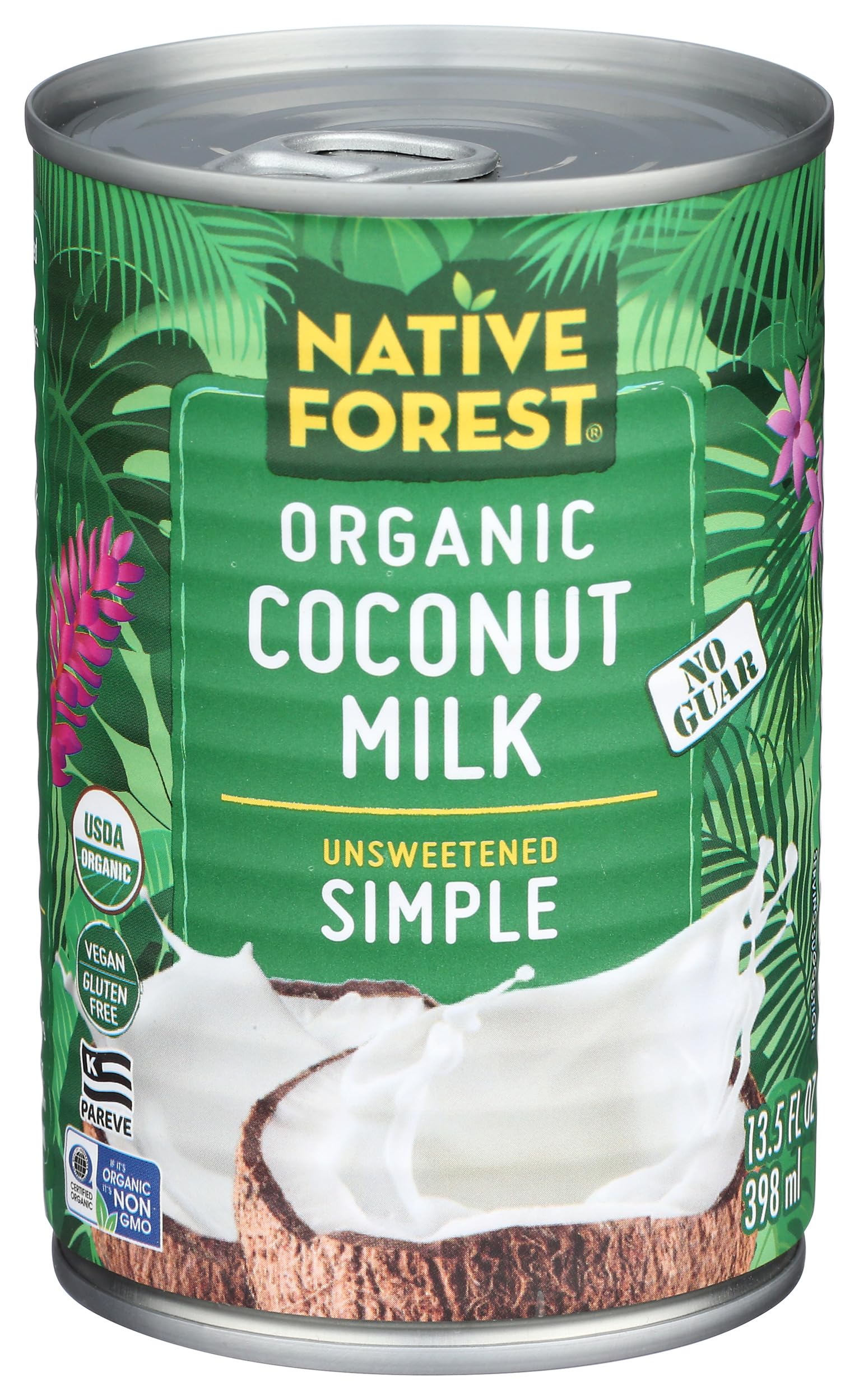 Native Forest Organic Coconut Milk Unsweetened - Unsweetened Coconut Milk Canned & Organic, Simple, Vegan, Gluten Free, Non-GMO, No Guar - 13.5 Fl Oz (Pack of 1)