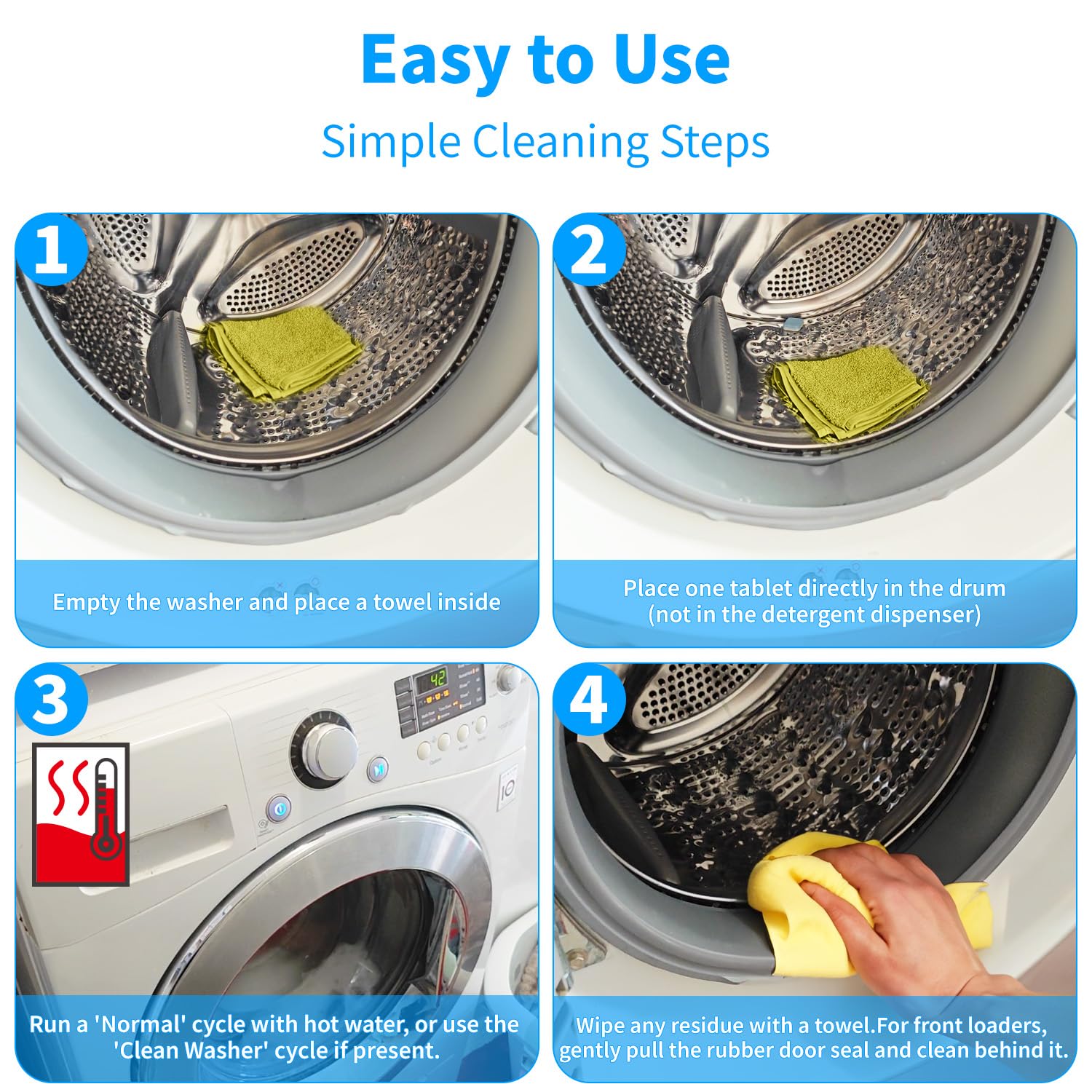 Washing Machine Cleaner Tablets - 24 Pack for Year-Round Deep Clean of Washer Machine, Suitable for HE, Top Load & Front Load Washer Cleaner, Grime