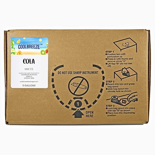 Coolbreeze Beverages Soda Fountain Machine Cola Flavor Syrup Concentrate - Ready To Use, Shelf Stable - 5 Gal Bag In Box BIB - Original Cola